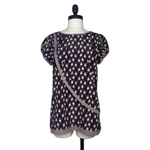 Esley bird pattern print cross over blouse size m